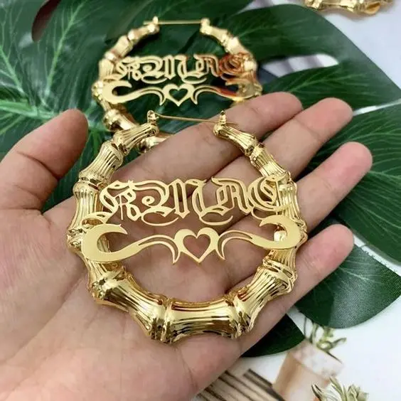 Fashion Exaggerated Personalized Bamboo Name Earrings Custom Gold hoop Earrings designs for women, Gold, silver, rose gold
Fashion Exaggerated Personalized Bamboo Name Earrings Custom Gold hoop Earrings designs for women, Gold, silver, rose gold