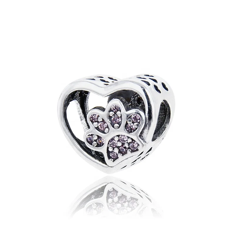 

Dandora Cat Claws hollowed out Love Charm 925 Sterling Silver Zircon Bead Pendant Charm fit for Pandora Bracelet Or Necklace