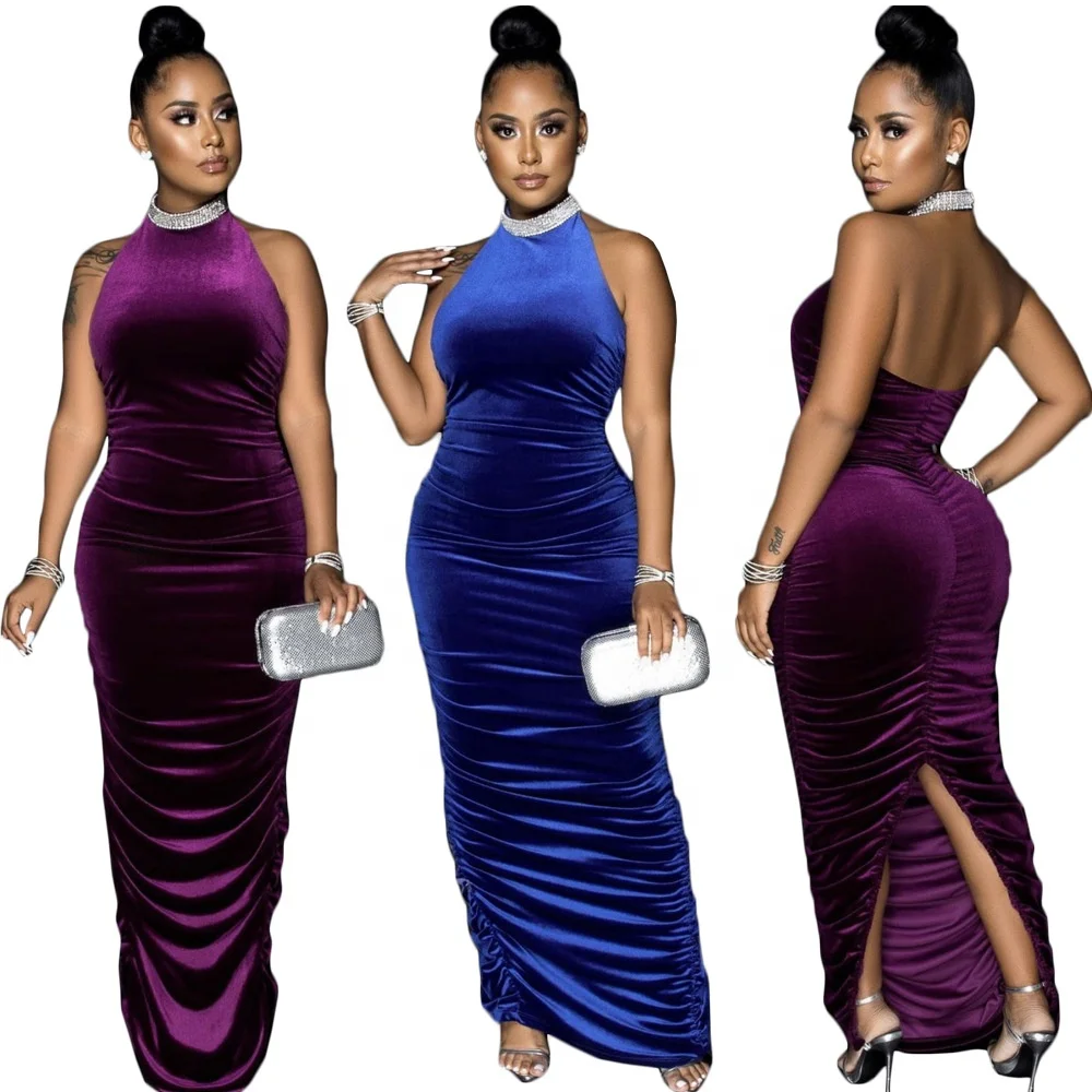 B63988A Euramerican style new women's velvet luxury slim evening dress, Purple/blue
B63988A Euramerican style new women's velvet luxury slim evening dress, Purple/blue