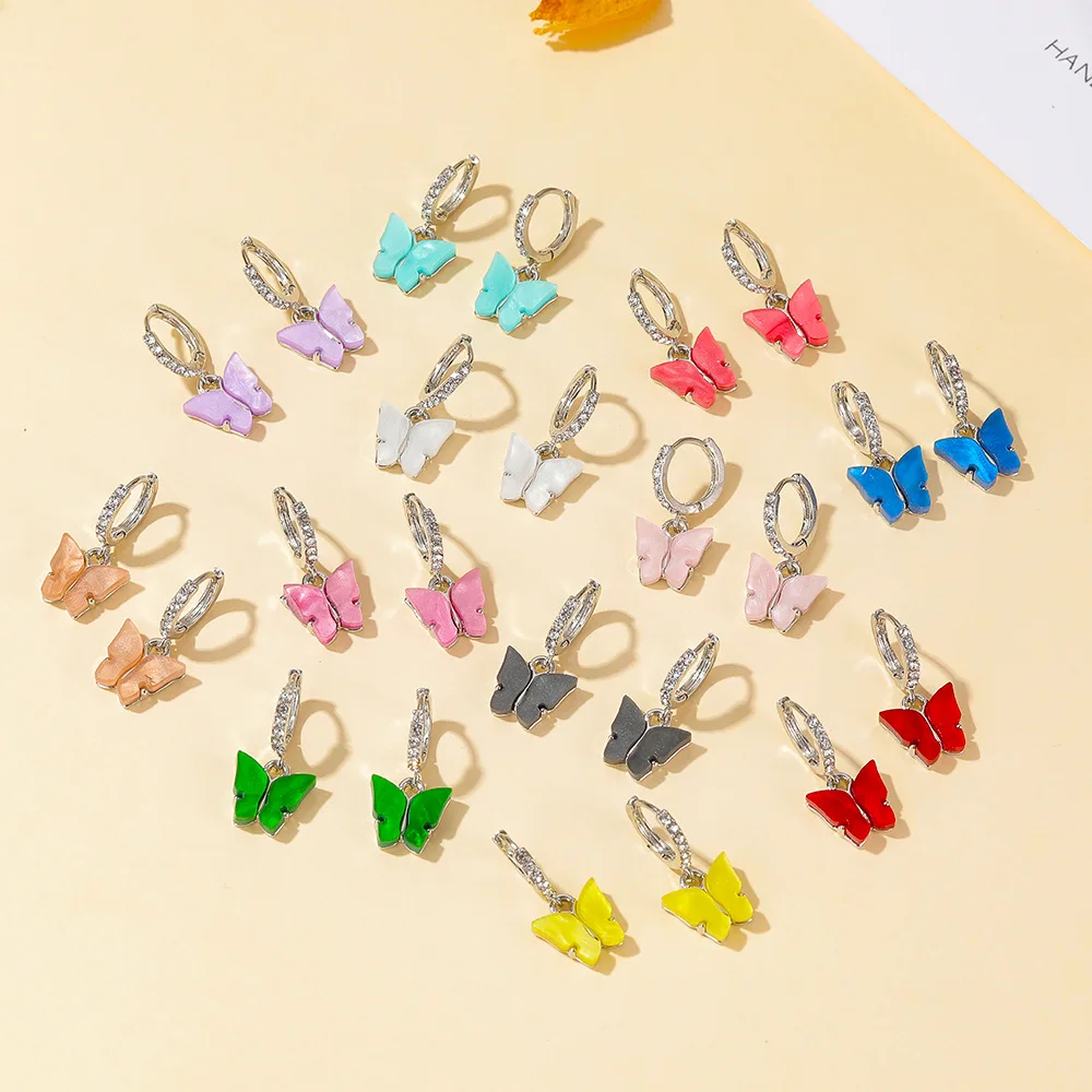 Wholesale Silver Acrylic Butterfly Stud Earrings Diamond Butterfly Hoop Earrings Jewelry For Women
Wholesale Silver Acrylic Butterfly Stud Earrings Diamond Butterfly Hoop Earrings Jewelry For Women