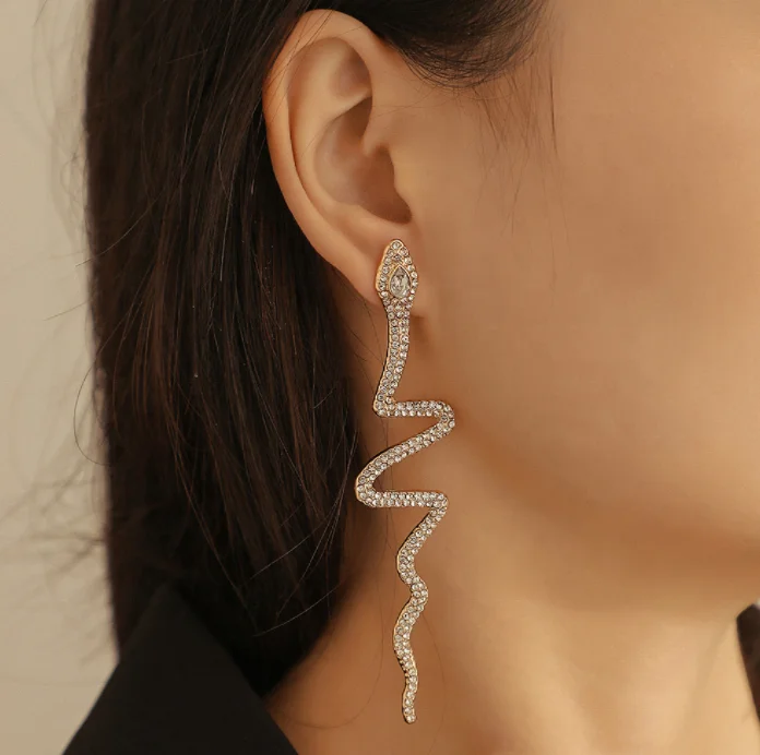 Women Jewelry Statement Fashion Exaggerated Diamond Silver Snake Shape Long Rhinestone Earrings
Women Jewelry Statement Fashion Exaggerated Diamond Silver Snake Shape Long Rhinestone Earrings