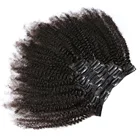 Afro Kinky Curly Clip Ins 100% Virgin Human Hair Extensions 7pcs Per Set Natural Color Afro Curly Hair