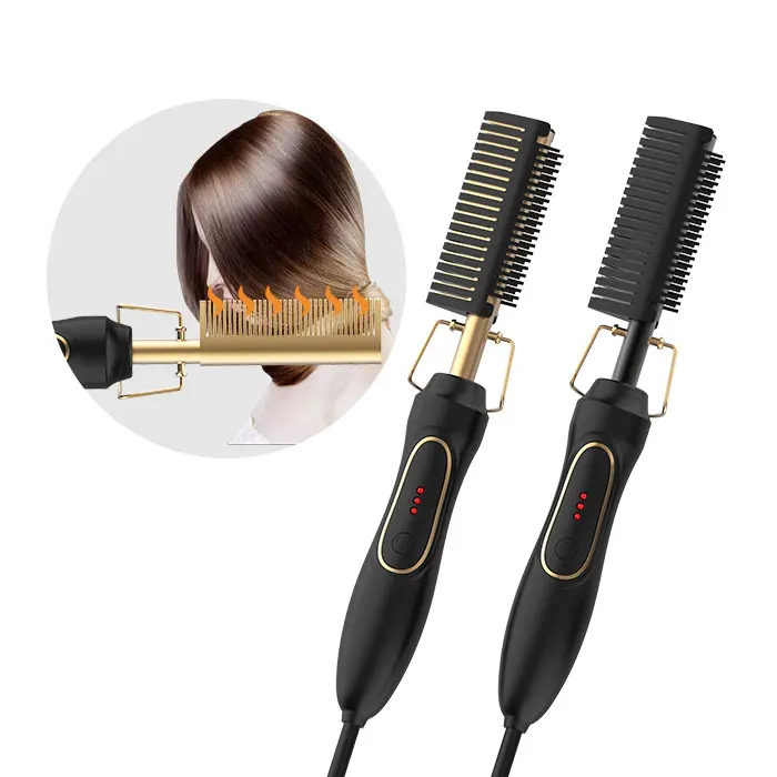 2021 New Arrival Dual Voltage Electric Hair Straightener Curler Ceramic Press Hot Comb for Black Hair, Beard and Wigs, Brass+black
2021 New Arrival Dual Voltage Electric Hair Straightener Curler Ceramic Press Hot Comb for Black Hair, Beard and Wigs, Brass+black