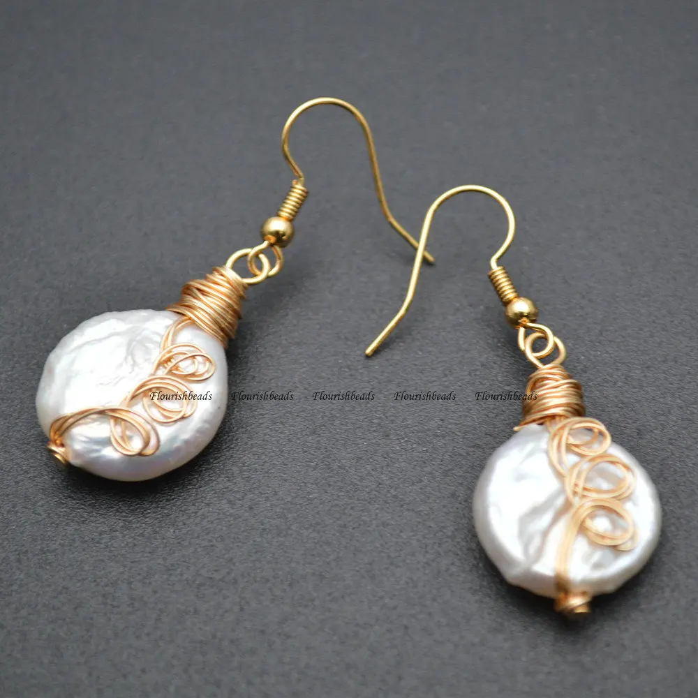 Natural White Pearl Gold Color Wire Wrapped Dangle Earrings Chic Women Party Elegant Jewelry Gift
Natural White Pearl Gold Color Wire Wrapped Dangle Earrings Chic Women Party Elegant Jewelry Gift