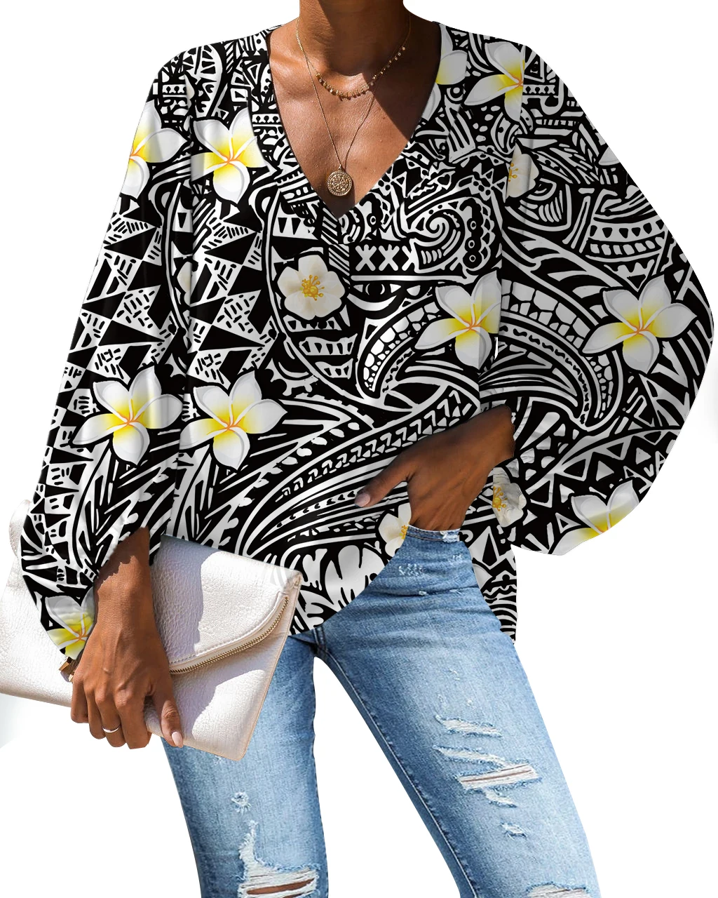 Wholesale Polynesian Traditional Tribal Design Pattern Lantern Sleeve Blouse Tops Loose Chiffon Shirts Clothes Women Clothing, Customized color
Wholesale Polynesian Traditional Tribal Design Pattern Lantern Sleeve Blouse Tops Loose Chiffon Shirts Clothes Women Clothing, Customized color