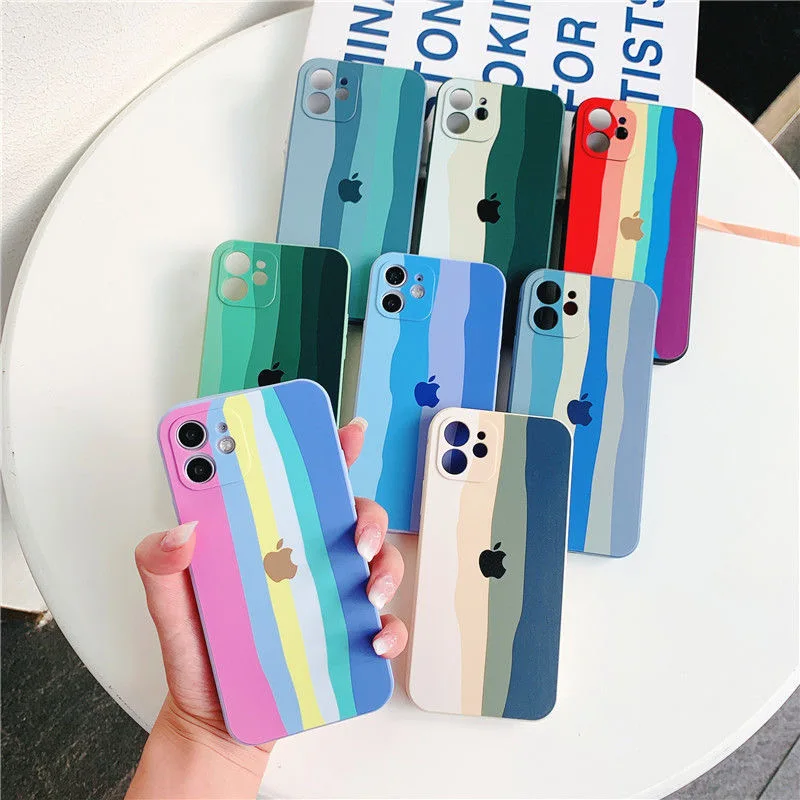 Original Liquid silicone 12 case cover luxury rainbow Mobile Phone Bags for iPhone 11 xr xs 7 8 12 pro max phone case, Multi-color, can be customized
Original Liquid silicone 12 case cover luxury rainbow Mobile Phone Bags for iPhone 11 xr xs 7 8 12 pro max phone case, Multi-color, can be customized