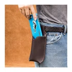Hot Sale Fanny Pack Black Leather phone wallet pocket phone sleeve Belt Holster Card Holder for Apple Iphone Samsung