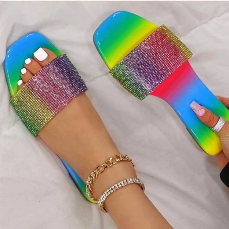 Fashion trend 2021 ladies colorful shining flat flip flop sandals square toe flat sandals
Fashion trend 2021 ladies colorful shining flat flip flop sandals square toe flat sandals