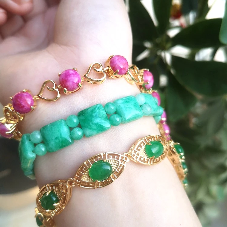 Wholesale Gold Chinese Women Jade Bracelet Lucky Gemstone Natural Stone Real Green Jade Bangle bracelet Chain
Wholesale Gold Chinese Women Jade Bracelet Lucky Gemstone Natural Stone Real Green Jade Bangle bracelet Chain