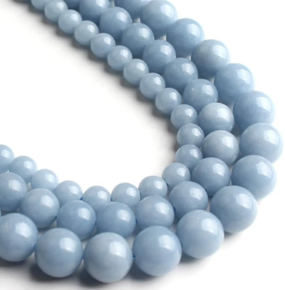 

Wholesale AA Blue Angel Jewelry Making Crafts Natural Blue Angel Loose Gemstone Beads 15.5"