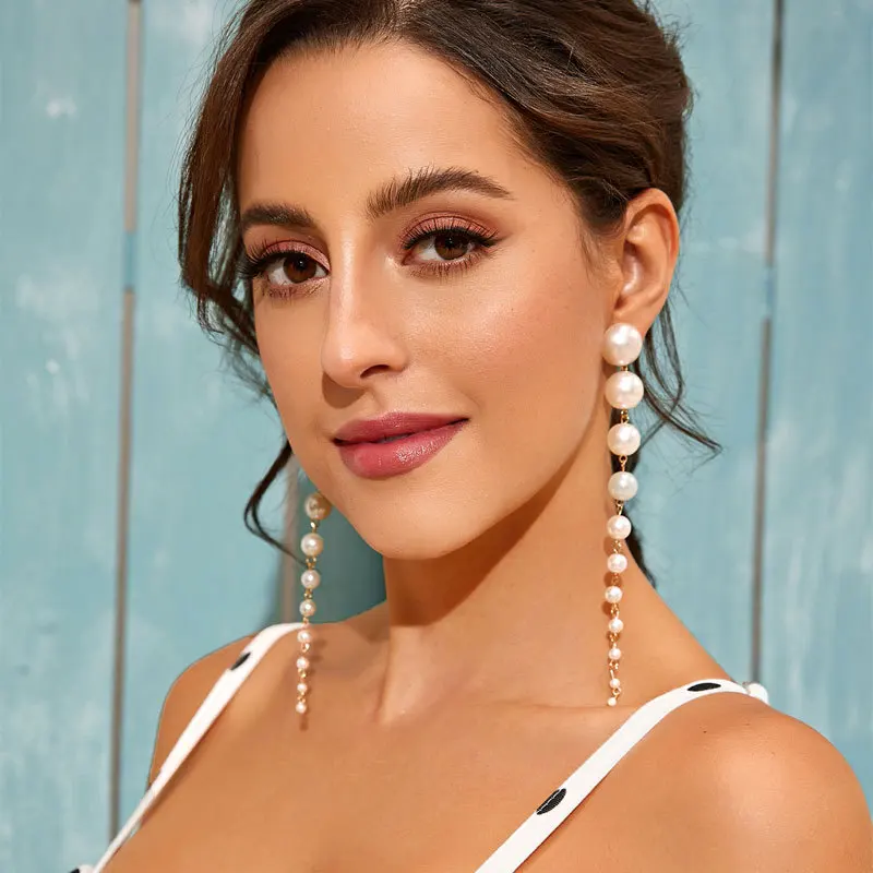 Tassel Earrings Jewelry Geometric Pearl Beaded Drop Earrings Exaggerate Long Pearl for Women Trendy Environmental Friendly 6pcs
Tassel Earrings Jewelry Geometric Pearl Beaded Drop Earrings Exaggerate Long Pearl for Women Trendy Environmental Friendly 6pcs