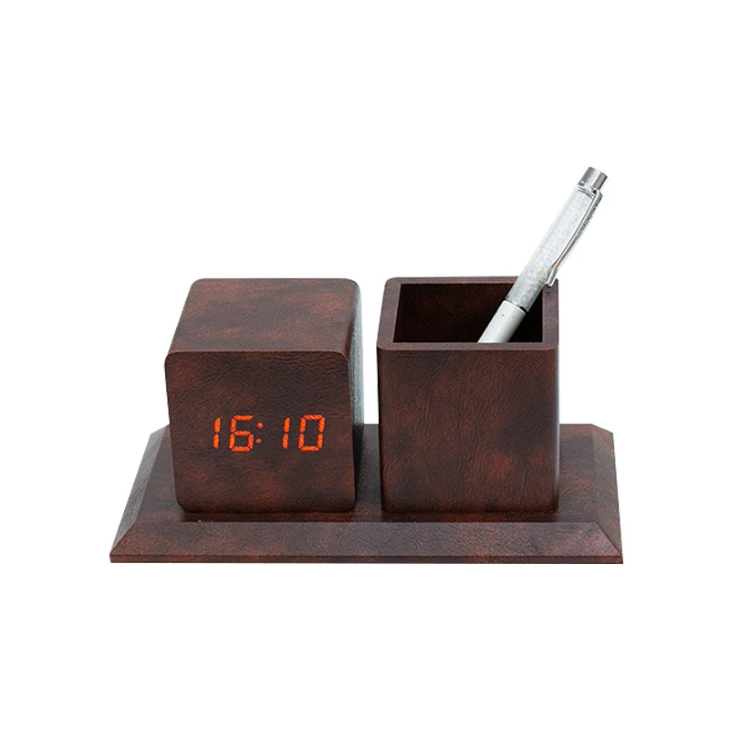 Hight Quality LED Display Pen Holder Digital Wooden Alarm Clock with Temperature Sound Control, White wood, black wood, brown wood, sandal wood
Hight Quality LED Display Pen Holder Digital Wooden Alarm Clock with Temperature Sound Control, White wood, black wood, brown wood, sandal wood