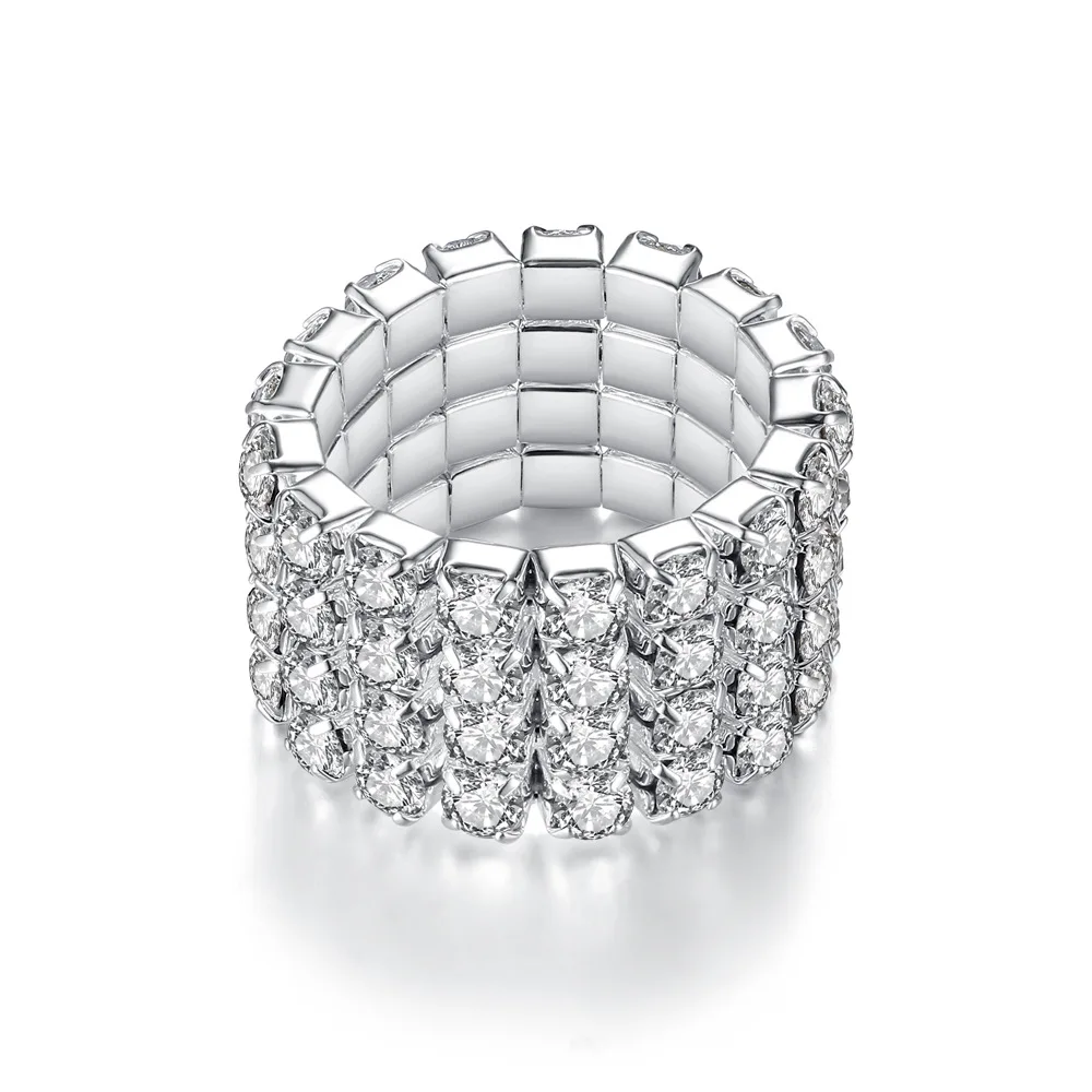 Silver layered round full rhinestone stretch ring for lady fashion women wedding elastic ring
Silver layered round full rhinestone stretch ring for lady fashion women wedding elastic ring