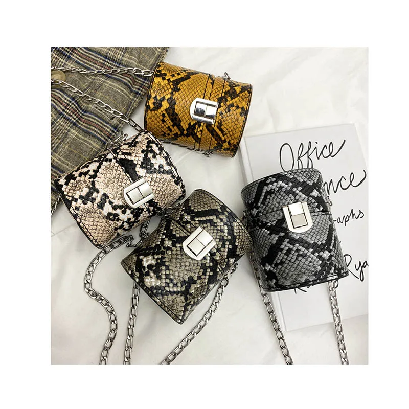 Mini Snake Pattern Chain Shoulder Bag Women Small Barrel Shaped Lipstick Purses Serpentine Coin Bag Snake Skin Print Handbags
Mini Snake Pattern Chain Shoulder Bag Women Small Barrel Shaped Lipstick Purses Serpentine Coin Bag Snake Skin Print Handbags