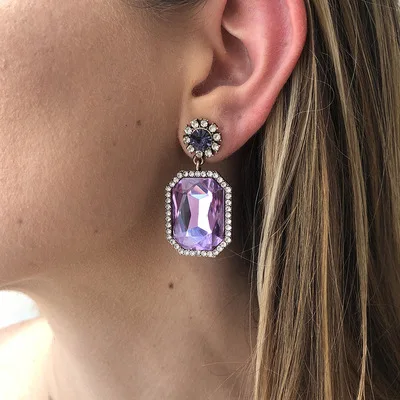 European Vintage Multi Colors Square Rhinestone Crystal Drop Earrings Elegant Gold Plated Purple Diamond Square Dangle Earrings
European Vintage Multi Colors Square Rhinestone Crystal Drop Earrings Elegant Gold Plated Purple Diamond Square Dangle Earrings