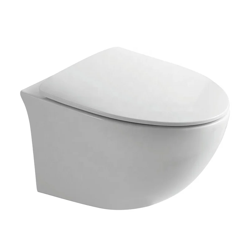 High Quality Round Bathroom P Trap Rimless Wc Water Closet Ceramic Wall Hung Toilet