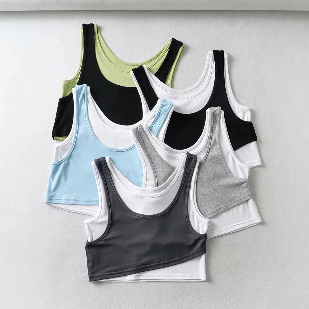 Summer Women's Custom Basic Fake 2 Piece Breathable Sleeveless Crop Tank Tops, Picture
Summer Women's Custom Basic Fake 2 Piece Breathable Sleeveless Crop Tank Tops, Picture