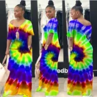 2020 sexy women's clothing hot-selling rotating tie-dye long dress