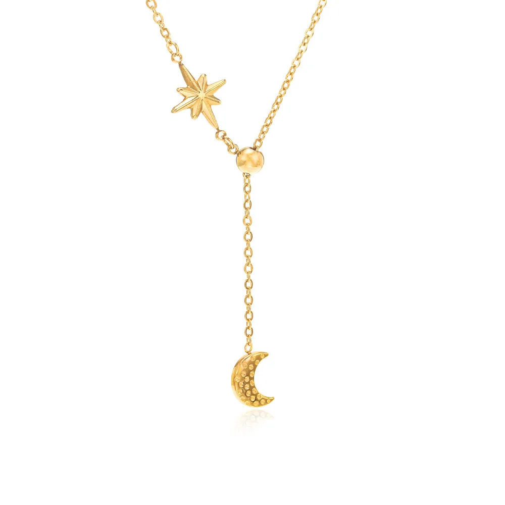 Right Grand 14K Gold PVD Plating Stainless Steel Fashion Elegant Design Star And Moon Pendant Necklace Women Jewelry
Right Grand 14K Gold PVD Plating Stainless Steel Fashion Elegant Design Star And Moon Pendant Necklace Women Jewelry