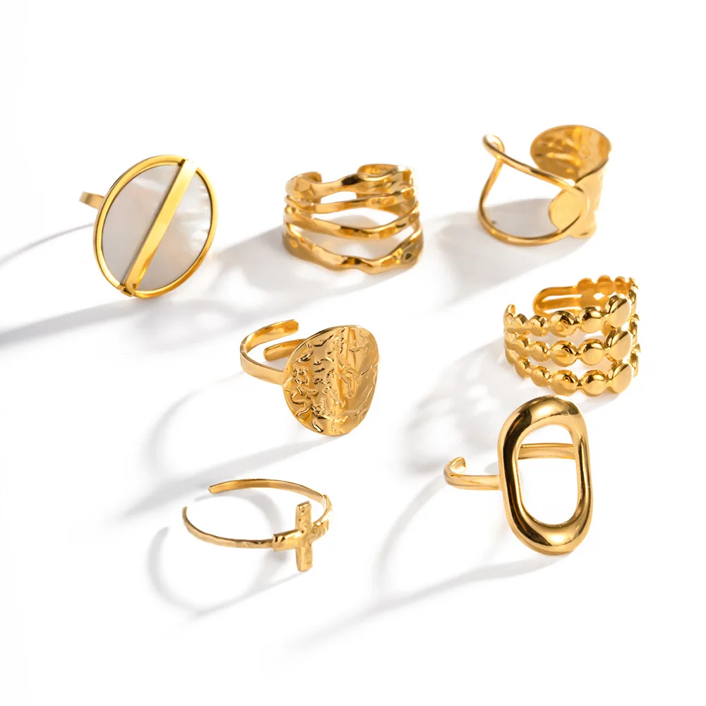 18K Gold Plated Geometric Rings Set Jewelry Fashion Retro Style Oval Cross Shaped Ring For Women
18K Gold Plated Geometric Rings Set Jewelry Fashion Retro Style Oval Cross Shaped Ring For Women