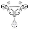 High Quality CZ Waterdrop Pendant Bar Bell Rose Gold Stainless Steel Sexy Nipple Piercing Jewelry Nipple Ring