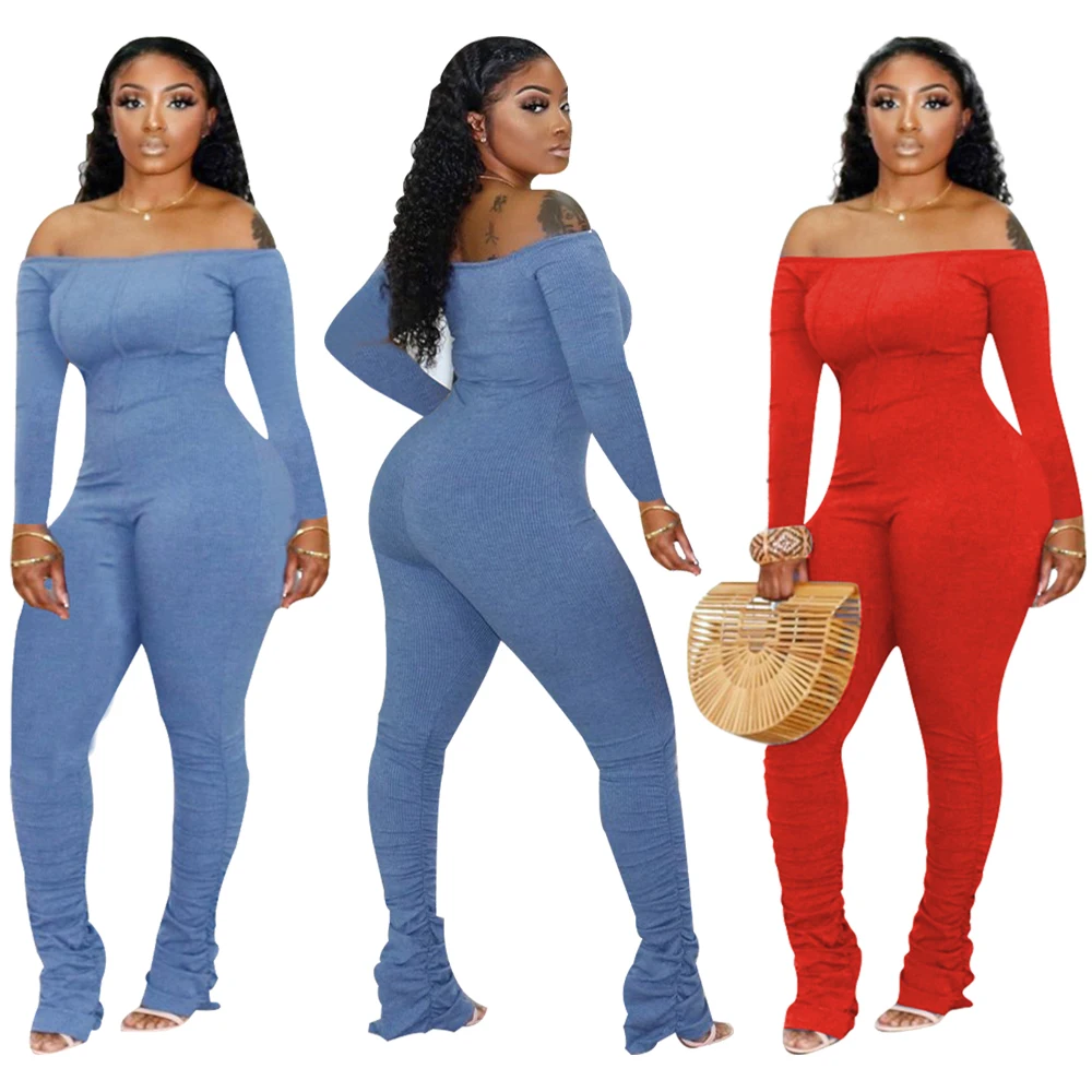 2020 High quality women one piece stacked leggings jumpsuit gray long sleeve off shoulder ribbed jumpsuit women
2020 High quality women one piece stacked leggings jumpsuit gray long sleeve off shoulder ribbed jumpsuit women
