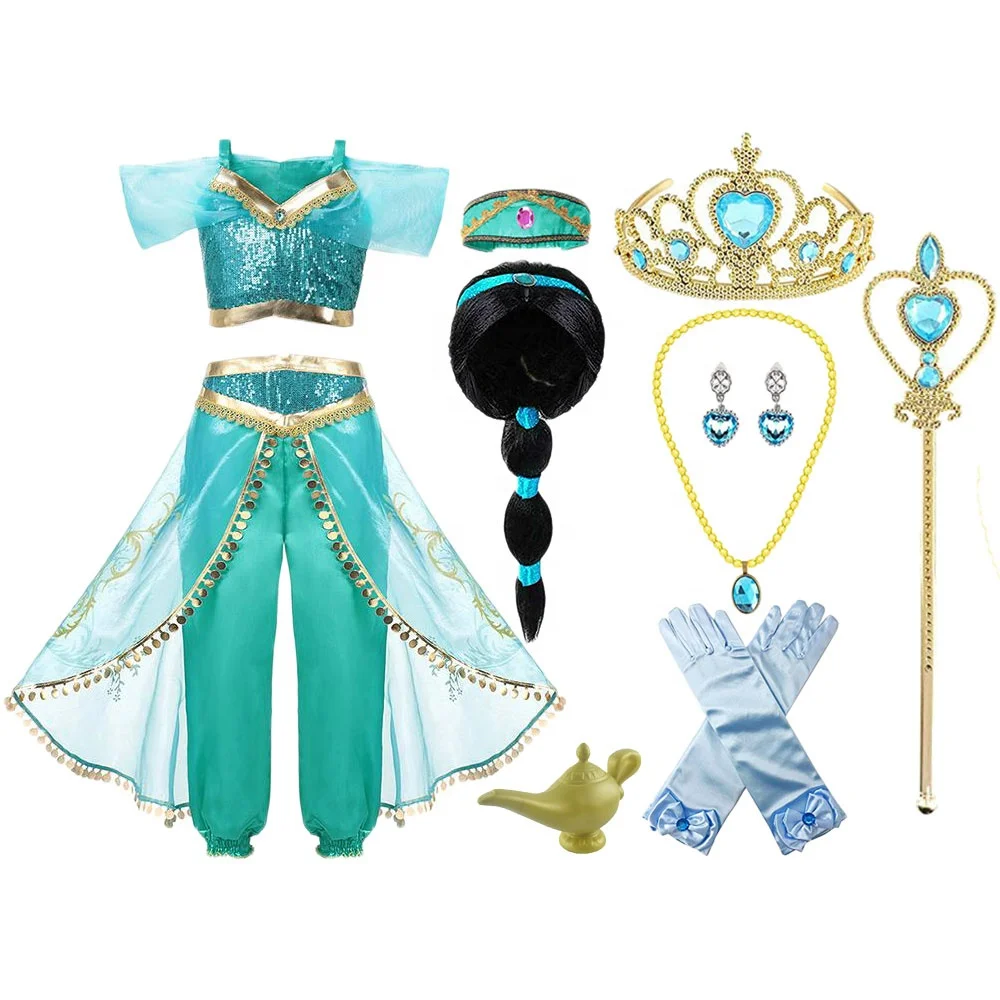 Popular Halloween Jasmine Princess Party Costume Cosplay Wig Aladdin Princess Fancy Dress Jasmine Costume Collection for Kids, As picture
Popular Halloween Jasmine Princess Party Costume Cosplay Wig Aladdin Princess Fancy Dress Jasmine Costume Collection for Kids, As picture