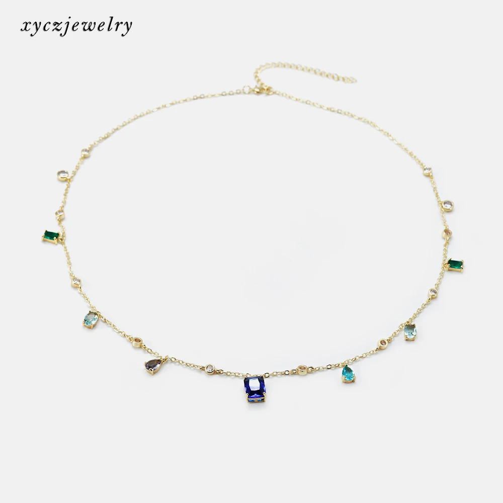 2021 Hot selling colorful glass zirconia necklace 18K gold jewelry colorful glass necklace, Picture
2021 Hot selling colorful glass zirconia necklace 18K gold jewelry colorful glass necklace, Picture