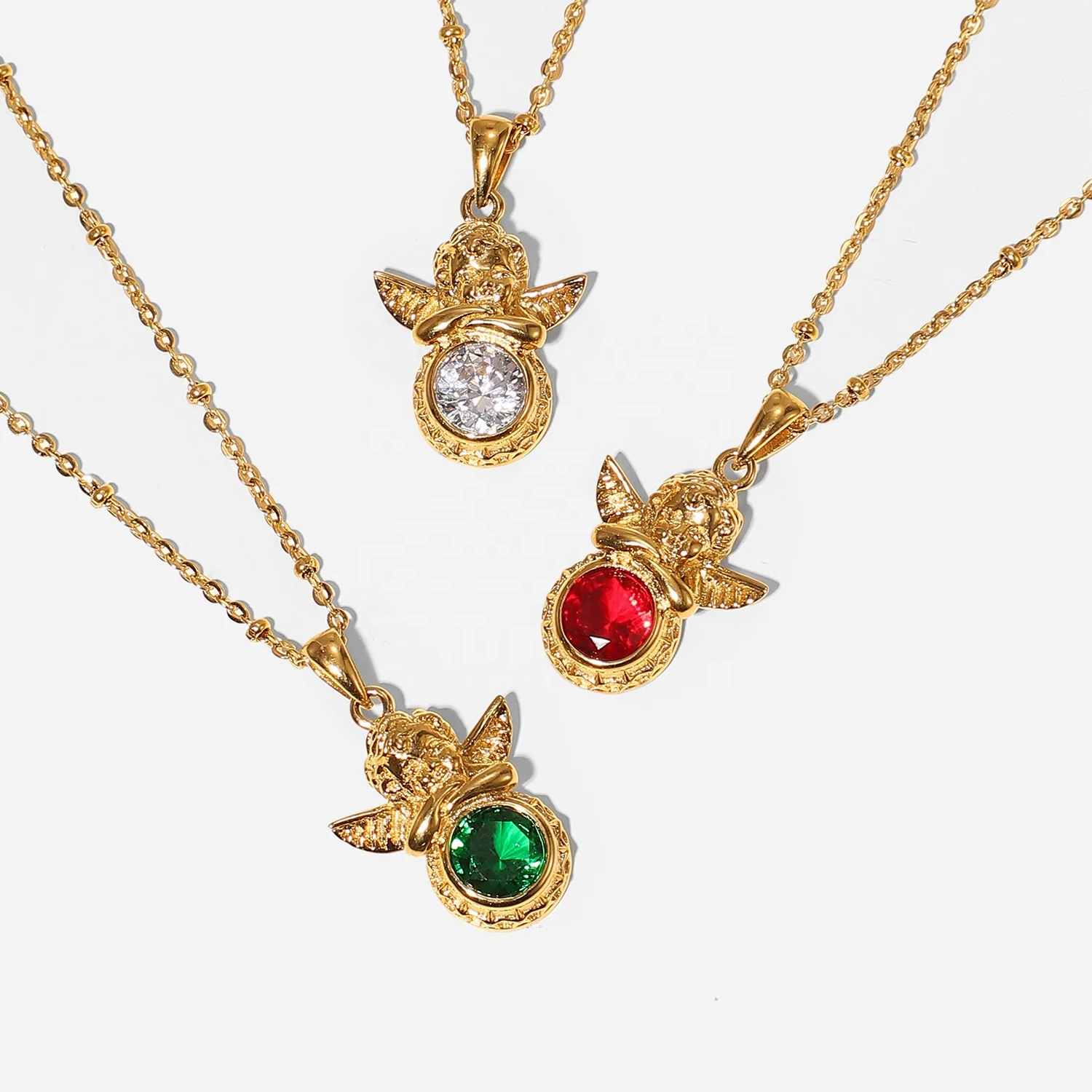 New Trend 18k Pvd Gold Plated Angel Round Bright Pink Zircon Necklace Stainless Steel Bezel Angel Cz Zircon Necklace For Women
New Trend 18k Pvd Gold Plated Angel Round Bright Pink Zircon Necklace Stainless Steel Bezel Angel Cz Zircon Necklace For Women
