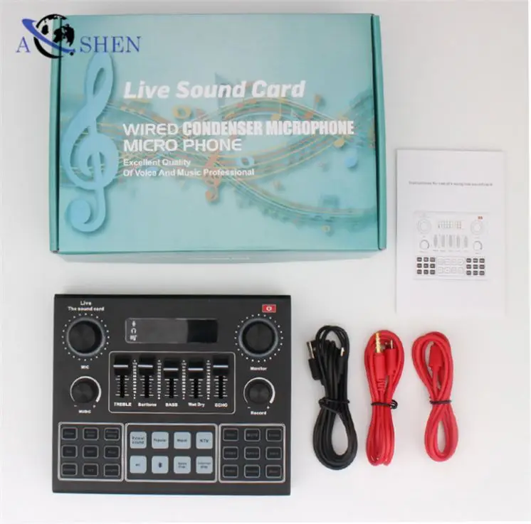 Factory OEM V9 Professional recording Microphone USB Music Studio Recording Sound Card for livestream Broadcast
Factory OEM V9 Professional recording Microphone USB Music Studio Recording Sound Card for livestream Broadcast