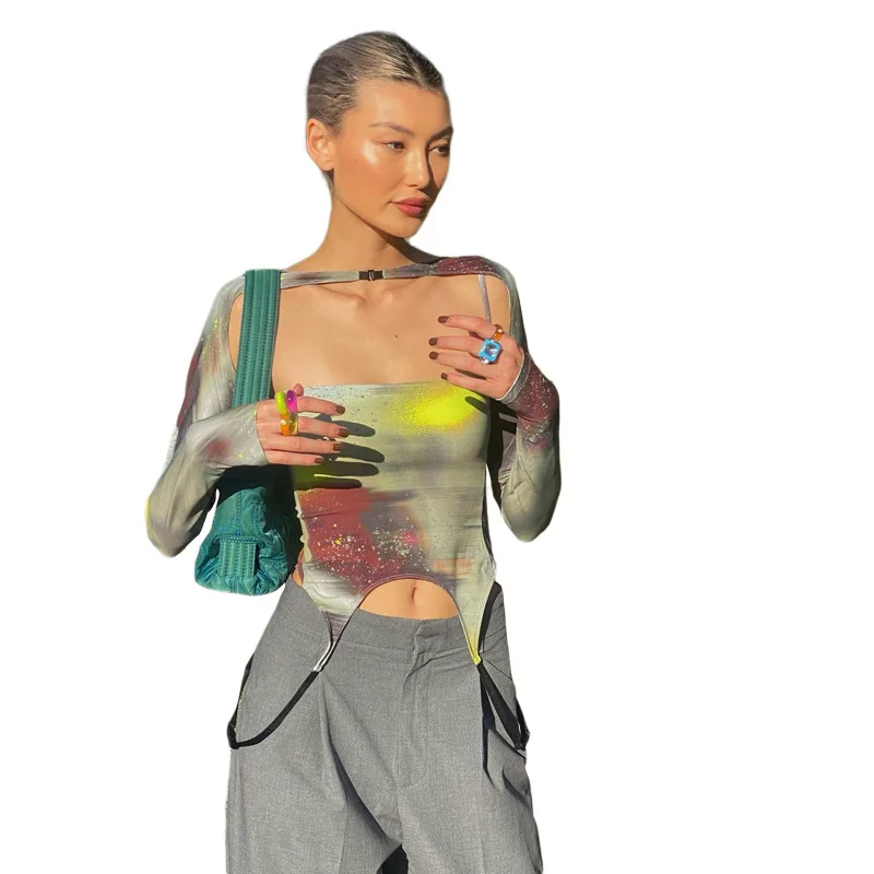 K22S12108 2022 New Arrival Fashion Print Irregular Hem Crop Top Women Short T-shirt
K22S12108 2022 New Arrival Fashion Print Irregular Hem Crop Top Women Short T-shirt