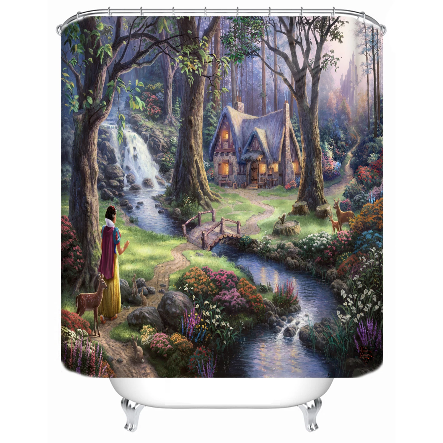 180cm x 180cm waterproof fabric lining cover bathtub bathroom curtain forest cabin girl customizable printing shower curtain, Picture
180cm x 180cm waterproof fabric lining cover bathtub bathroom curtain forest cabin girl customizable printing shower curtain, Picture