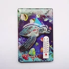 Funny Sea Turtle MDF Refrigerator Magnets Fridge Stickers Decoration with thermometer