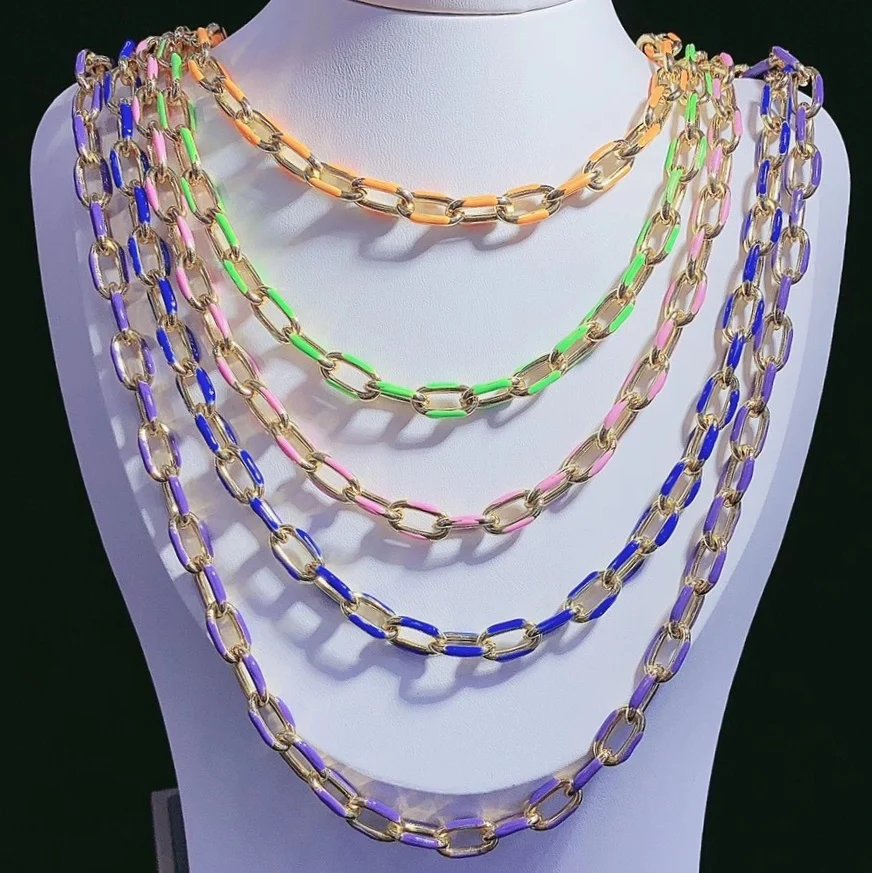 LS-A2849 beautiful colorful green purple blue enamel chain necklace,punk thick chain necklace fashion jewelry, As is
LS-A2849 beautiful colorful green purple blue enamel chain necklace,punk thick chain necklace fashion jewelry, As is