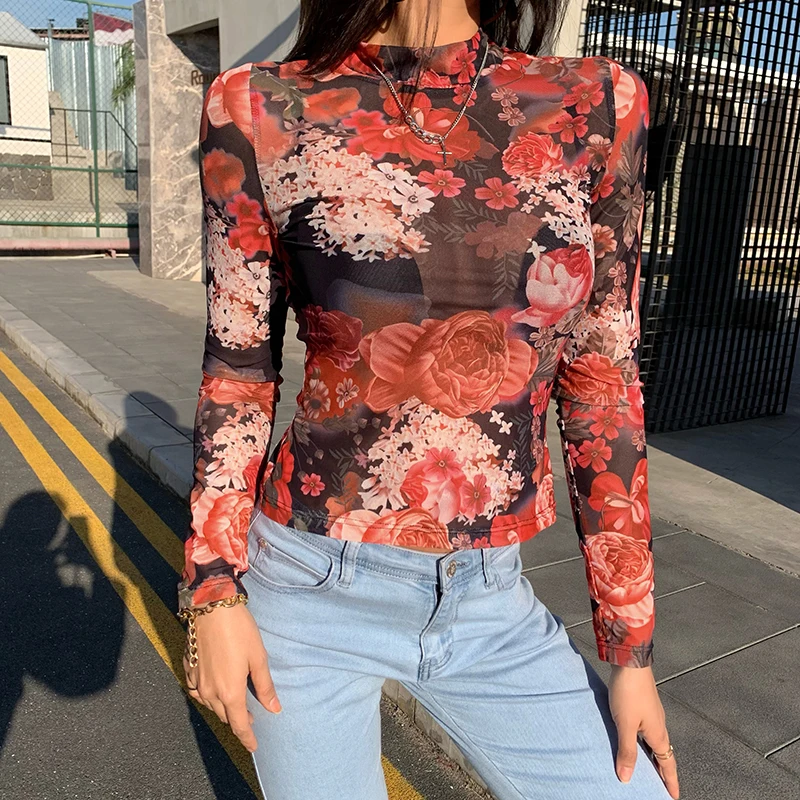 2021 summer new round neck long regular sleeve floral screen T-shirt flowers printed blouse top, White/oem
2021 summer new round neck long regular sleeve floral screen T-shirt flowers printed blouse top, White/oem