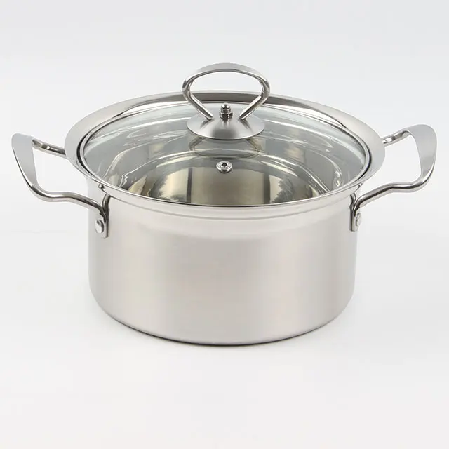 Wholesale High Quality Stainless Steel cooking pot for soup with double handles in daily life 
Wholesale High Quality Stainless Steel cooking pot for soup with double handles in daily life