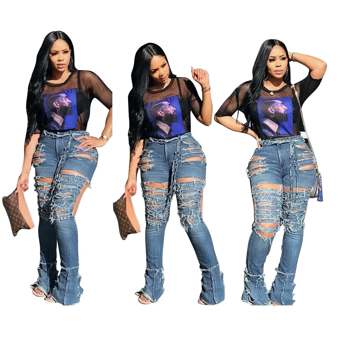 Hot selling women denim pants big hole washed high waist non-stretch micro-flare bell bottom skinny pants women jeans
Hot selling women denim pants big hole washed high waist non-stretch micro-flare bell bottom skinny pants women jeans