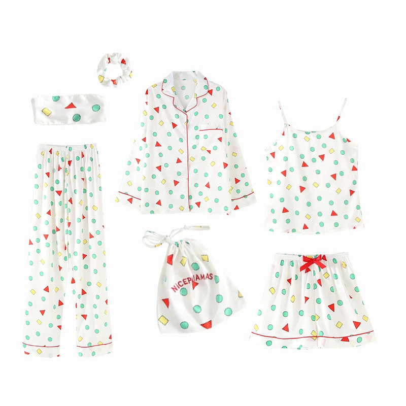 Luxury Sexy Custom 2021 Summer Pajamas 7 Pieces Silk Pajamas Sets Home Wear Sleepwear Women Silk Pajama Set, 21 colors available
Luxury Sexy Custom 2021 Summer Pajamas 7 Pieces Silk Pajamas Sets Home Wear Sleepwear Women Silk Pajama Set, 21 colors available