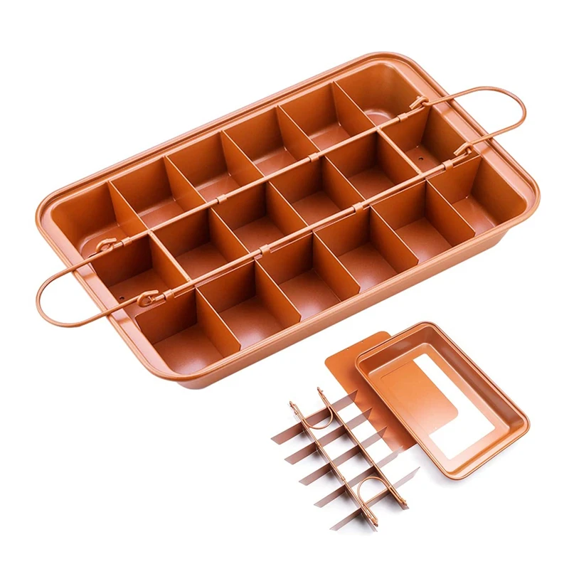 High Carbon Steel Square 18 Pre-slicer Bownie Baking Pan Non Stick Brownie Pans with Dividers, Non-stick coating
High Carbon Steel Square 18 Pre-slicer Bownie Baking Pan Non Stick Brownie Pans with Dividers, Non-stick coating