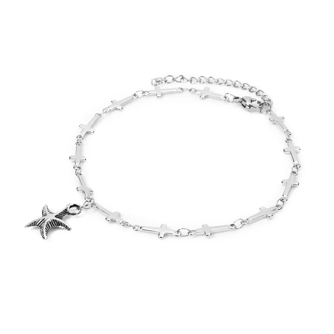 

Beach Stainless Steel Hip Hop Ocean Starfish Pendant Anklet Cross Fashion Foot Chain Jewelry Anklet