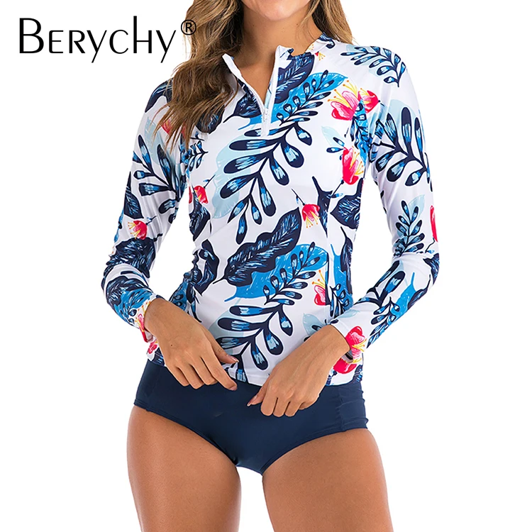 New Surfing Two Piece Swimsuits Long Sleeve Floral Printed Zipper Tankini Plus Size Bathing Suit 2020
New Surfing Two Piece Swimsuits Long Sleeve Floral Printed Zipper Tankini Plus Size Bathing Suit 2020