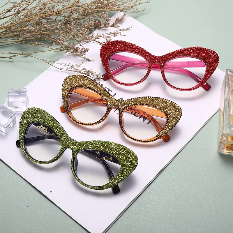 78012 Colorful Powder Inlaid Diamond Glasses Frame Fashion Blue Light Blocking Eyewear Unique Cat Eye Eyeglasses
78012 Colorful Powder Inlaid Diamond Glasses Frame Fashion Blue Light Blocking Eyewear Unique Cat Eye Eyeglasses