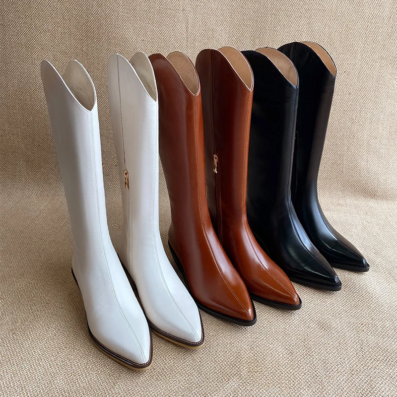 Universe K335 Factory Handmade Fashion Chunky Heel Pointed Boots Ladies Genuine Leather High Quality Long Boots Women, Black/white/wine red
Universe K335 Factory Handmade Fashion Chunky Heel Pointed Boots Ladies Genuine Leather High Quality Long Boots Women, Black/white/wine red