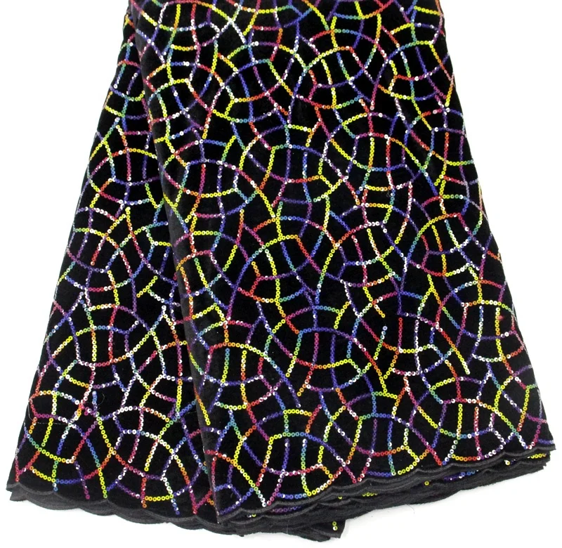 Colorful high quality embroidered black lace fabric sequins, Accept customized color
Colorful high quality embroidered black lace fabric sequins, Accept customized color