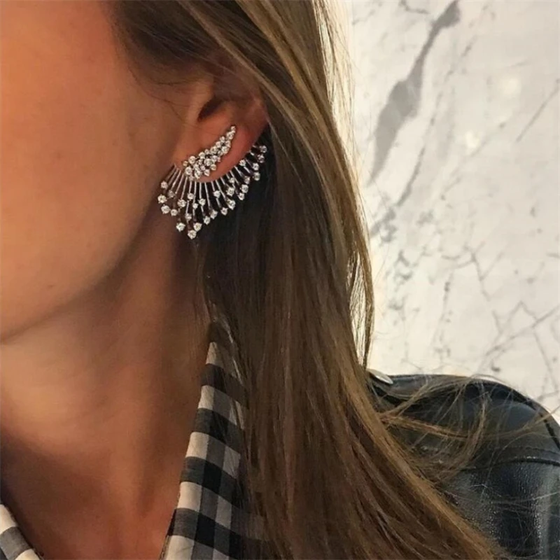 Bohemian Vintage Stud Earrings Crystal Antique Silver Fan-Shaped Full Rhinestone One Left Side Ear Studs Jewelry Gift For Women, Picture
Bohemian Vintage Stud Earrings Crystal Antique Silver Fan-Shaped Full Rhinestone One Left Side Ear Studs Jewelry Gift For Women, Picture