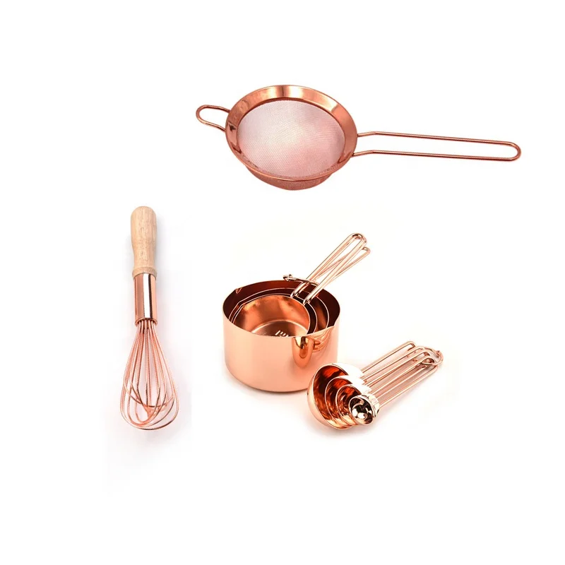 Pack of 10 Rose Gold Nesting Measuring Cups and Spoons Fine Mesh Sieve Set Stainless Steel Kitchen Baking Cooking Utensils
Pack of 10 Rose Gold Nesting Measuring Cups and Spoons Fine Mesh Sieve Set Stainless Steel Kitchen Baking Cooking Utensils