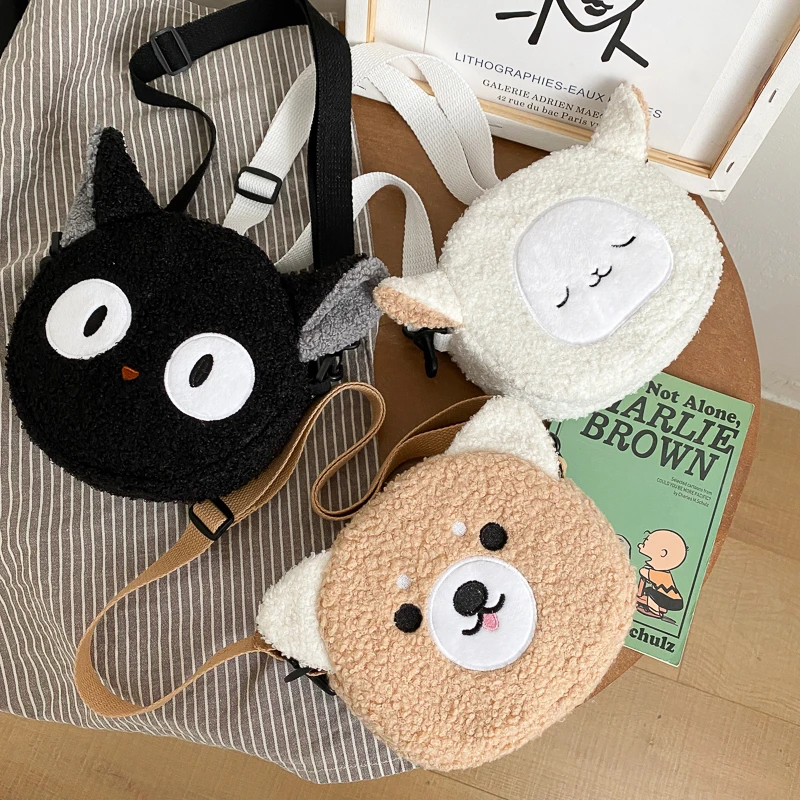 Cute white black small cartoon animal cat bear printed crossbody shoulder bag plush purse and handbag for women
Cute white black small cartoon animal cat bear printed crossbody shoulder bag plush purse and handbag for women