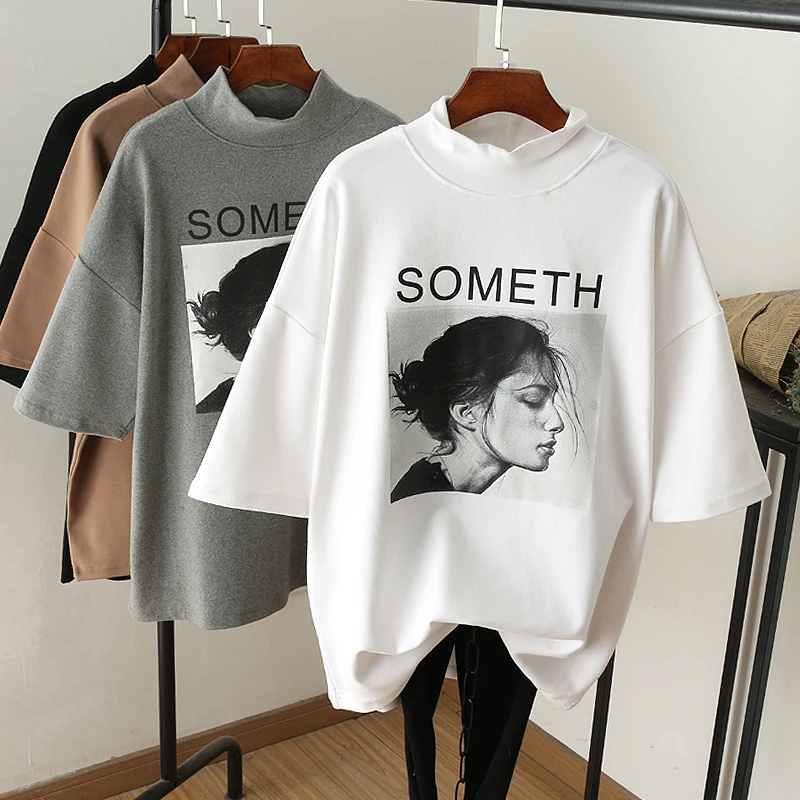 New Thick Turtleneck Short Sleeve T Shirt for Women Printed Warm Cotton Tshirt Autumn and Winter Pullovers Tee Tops
New Thick Turtleneck Short Sleeve T Shirt for Women Printed Warm Cotton Tshirt Autumn and Winter Pullovers Tee Tops