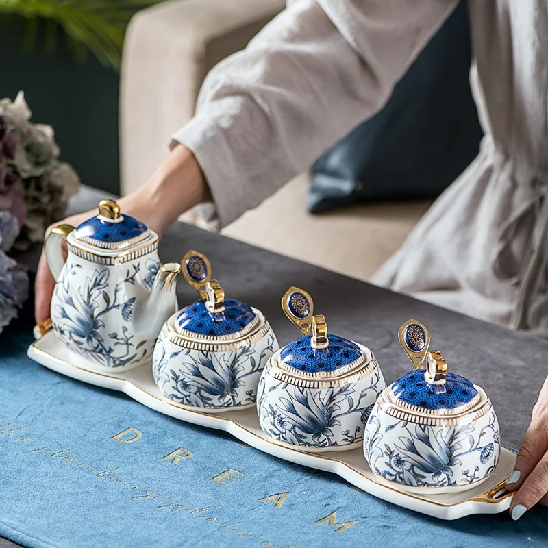 Chinese Household Ceramic Tableware Set Seasoning Box Salt Jar Oil Pot Storage, Blue
Chinese Household Ceramic Tableware Set Seasoning Box Salt Jar Oil Pot Storage, Blue