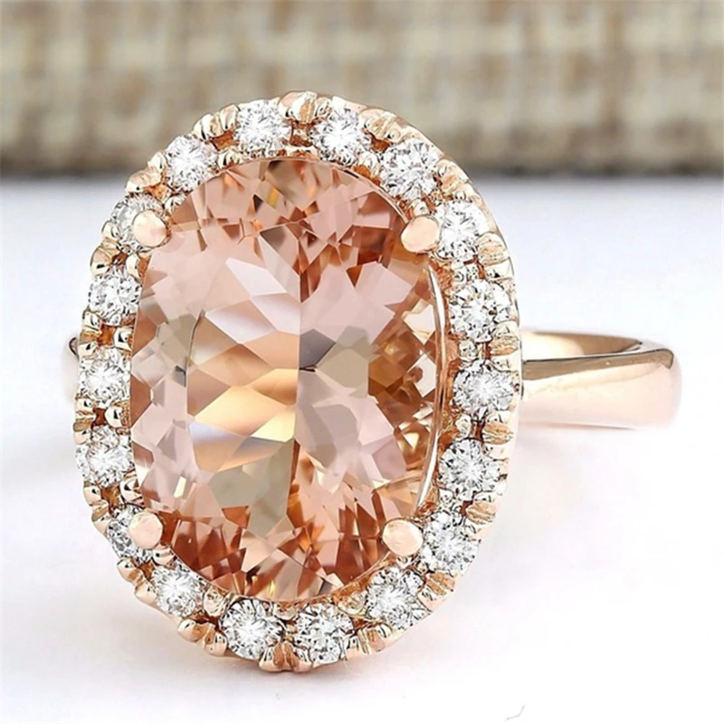 

14K Rose Gold Close Women's Diamond Ring Stone Champagne Topaz Diamonds Jewelry Bizuteria Gold Sterling Silver Jewelry Gemstone